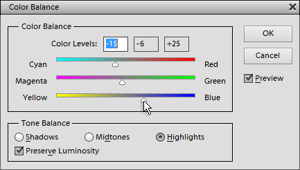 adobe photoshop's color balance filter
